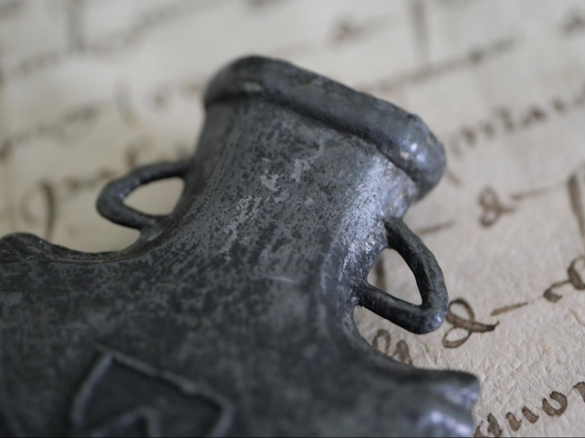 Medieval Pilgrim's Ampoule Made Of Tin Alloy – England – 14th/15th Century-photo-3
