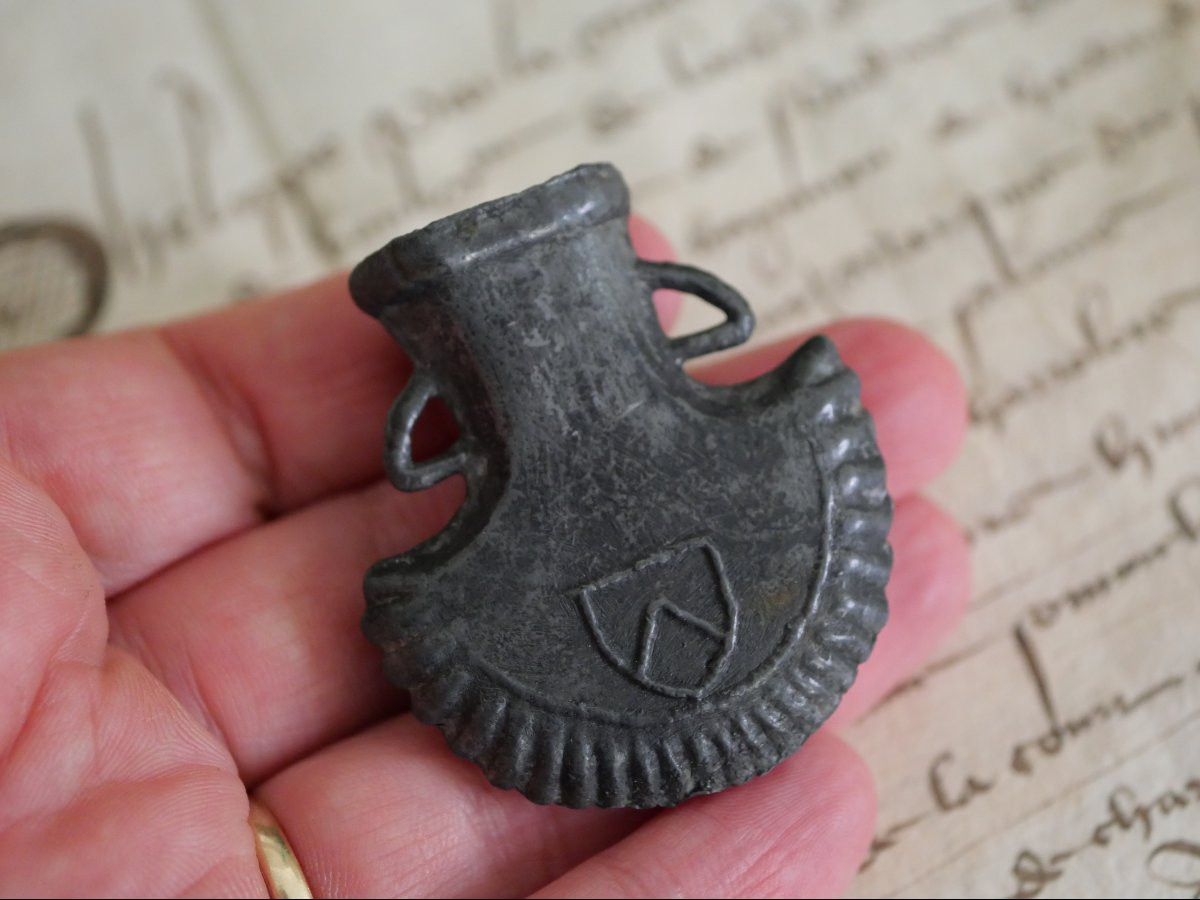 Medieval Pilgrim's Ampoule Made Of Tin Alloy – England – 14th/15th Century-photo-4