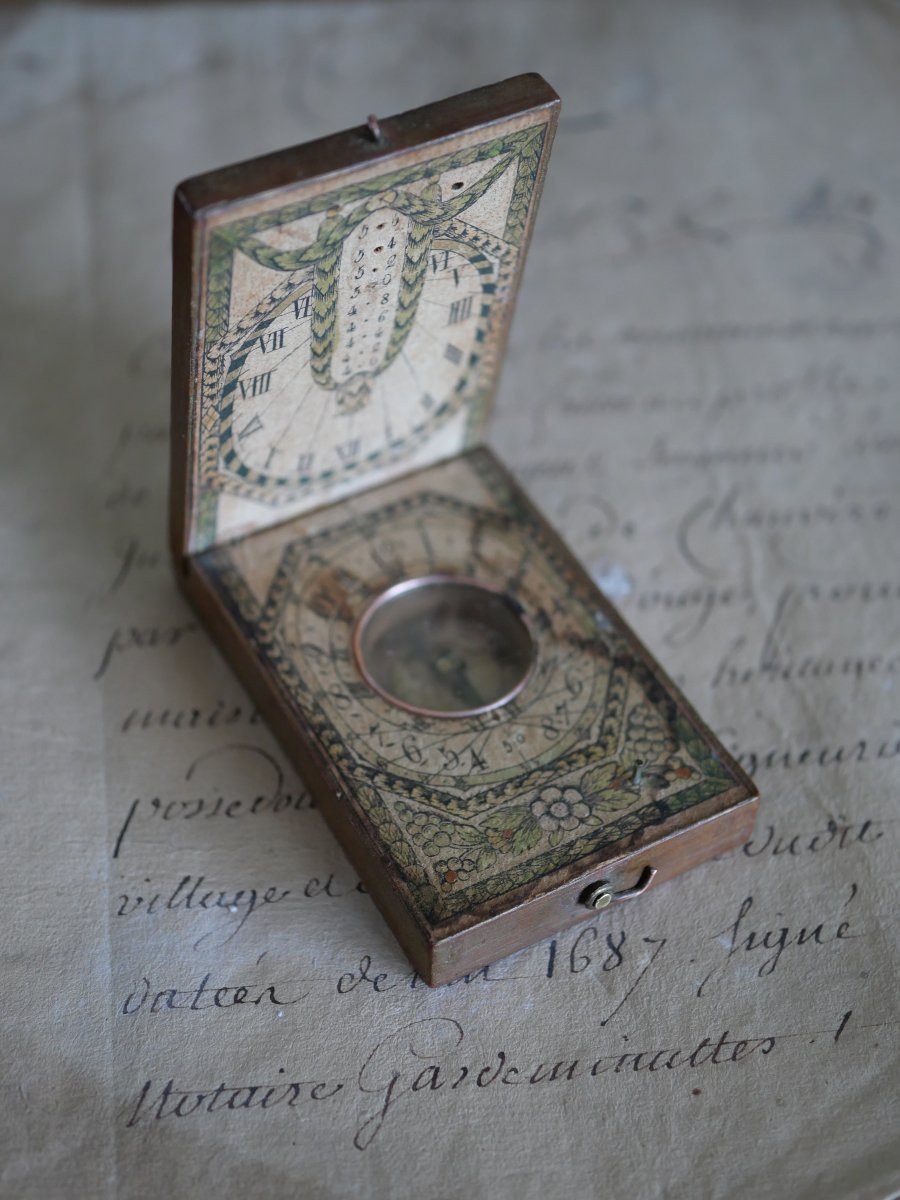Pocket Diptych Sundial - Scientific Instrument - Louis XVI Period - 18th Century-photo-2
