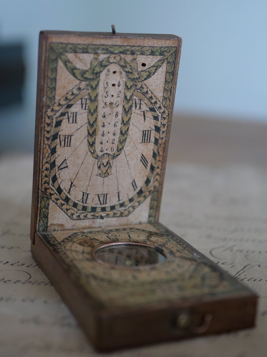 Pocket Diptych Sundial - Scientific Instrument - Louis XVI Period - 18th Century-photo-4