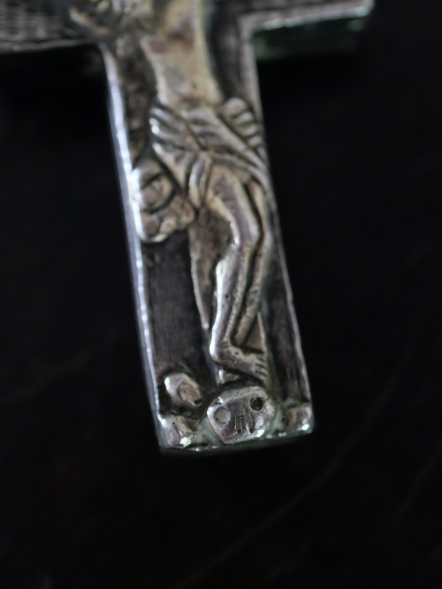 Croix reliquaire pectorale en argent – Début XVIe siècle – Scènes du Christ, rareté Renaissance-photo-3