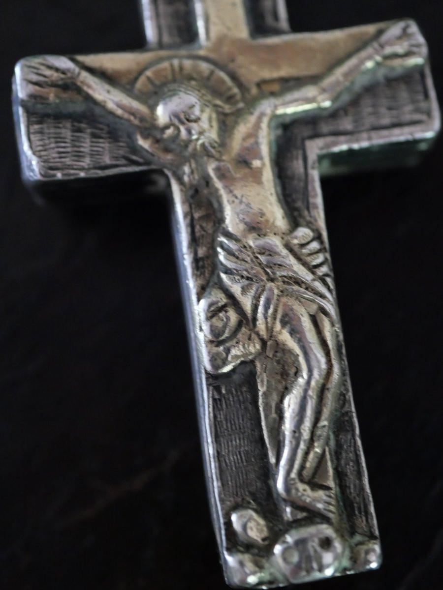 Croix reliquaire pectorale en argent – Début XVIe siècle – Scènes du Christ, rareté Renaissance-photo-4