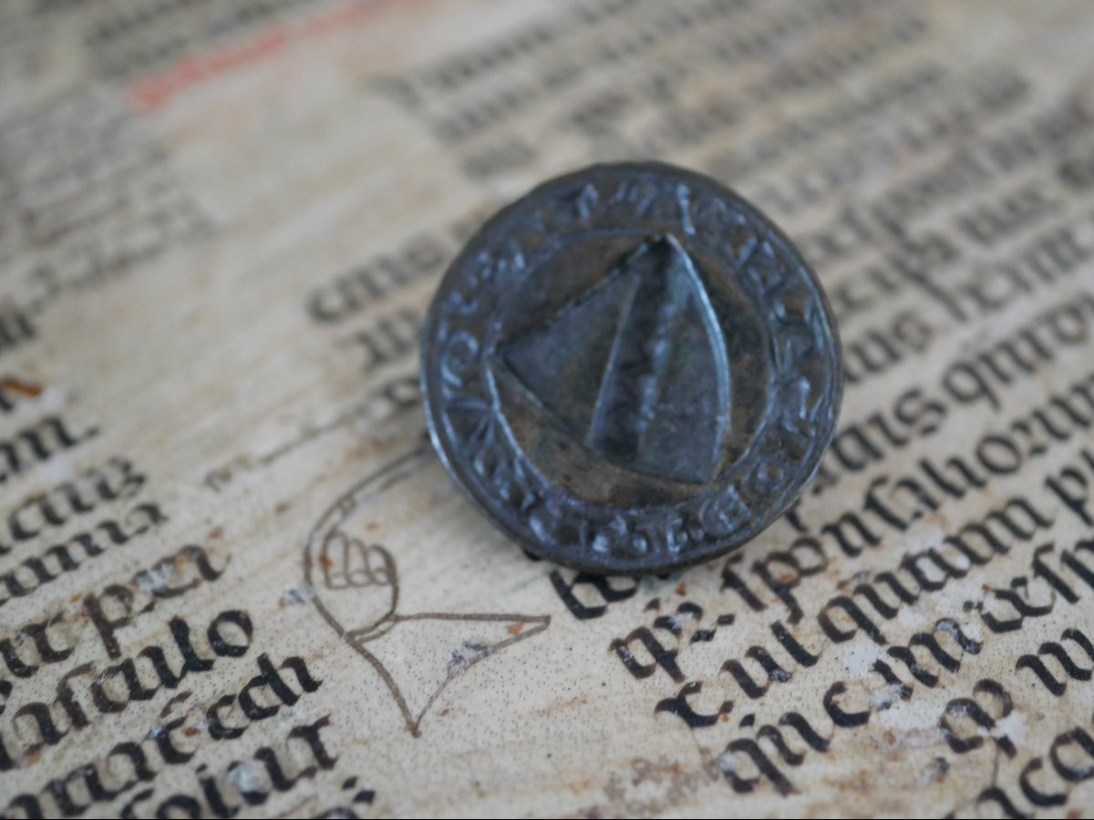 Matrice de sceau médiévale – Guillaume Echampart  France, XIVe siècle – Provenance prestigieuse-photo-3