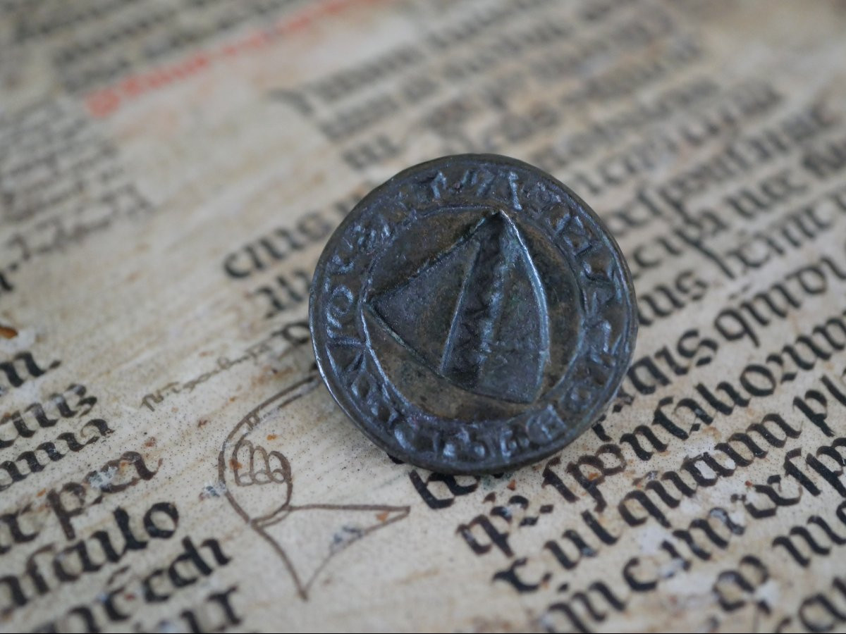 Matrice de sceau médiévale – Guillaume Echampart  France, XIVe siècle – Provenance prestigieuse-photo-4