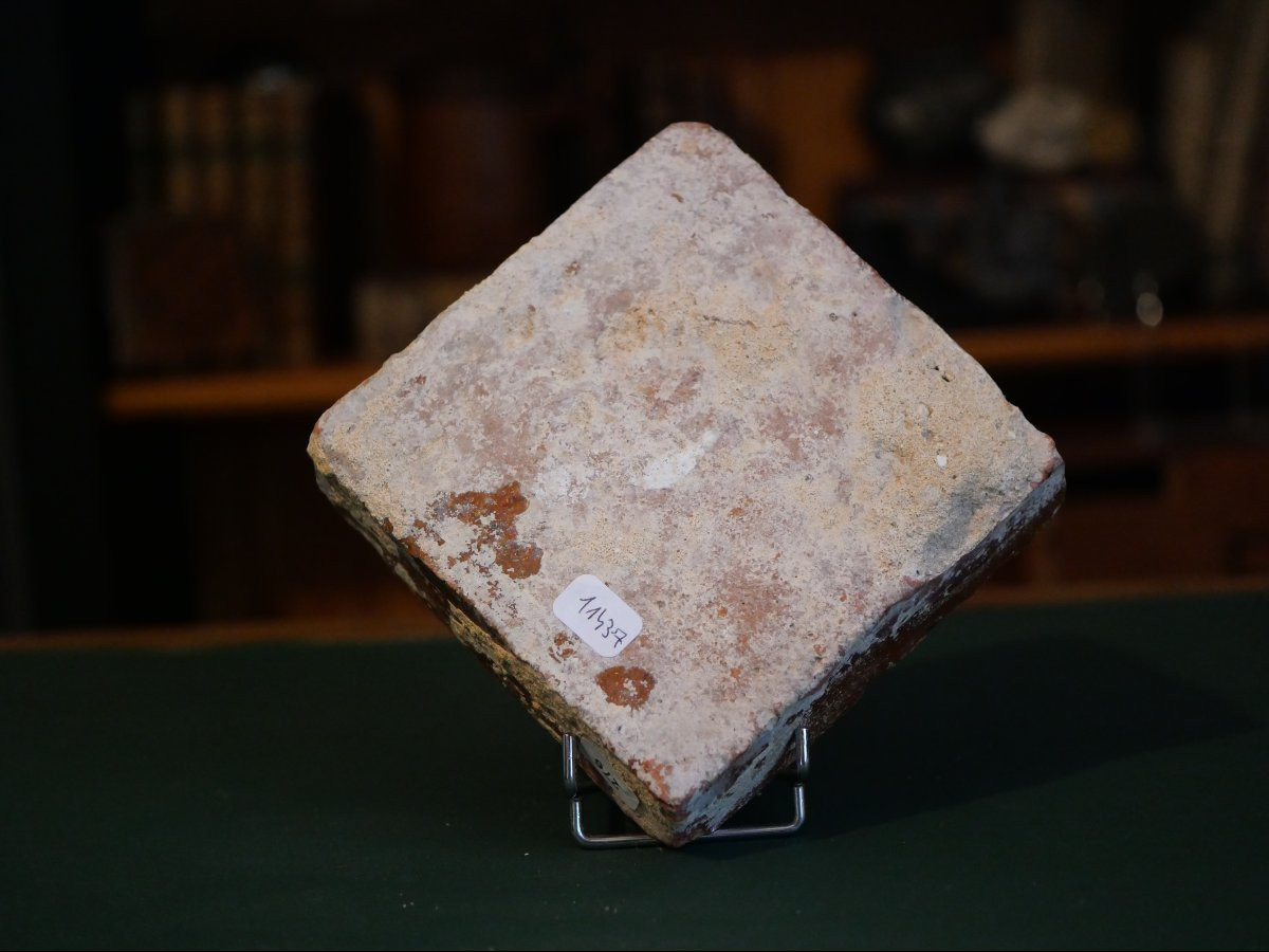 Medieval Paving Tile With Fleur-de-lis - Normandy, 13th-14th Century-photo-1