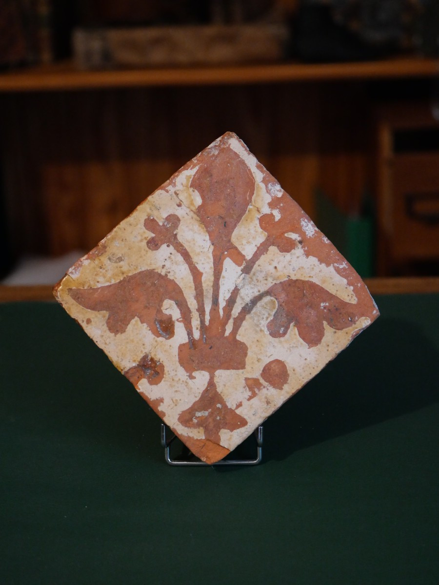 Medieval Paving Tile With Fleur-de-lis - Normandy, 13th-14th Century