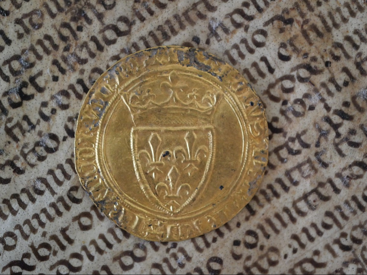 Gold Shield With Crown - Charles VI (1380-1422) - Royal Medieval Coinage In 24k Gold