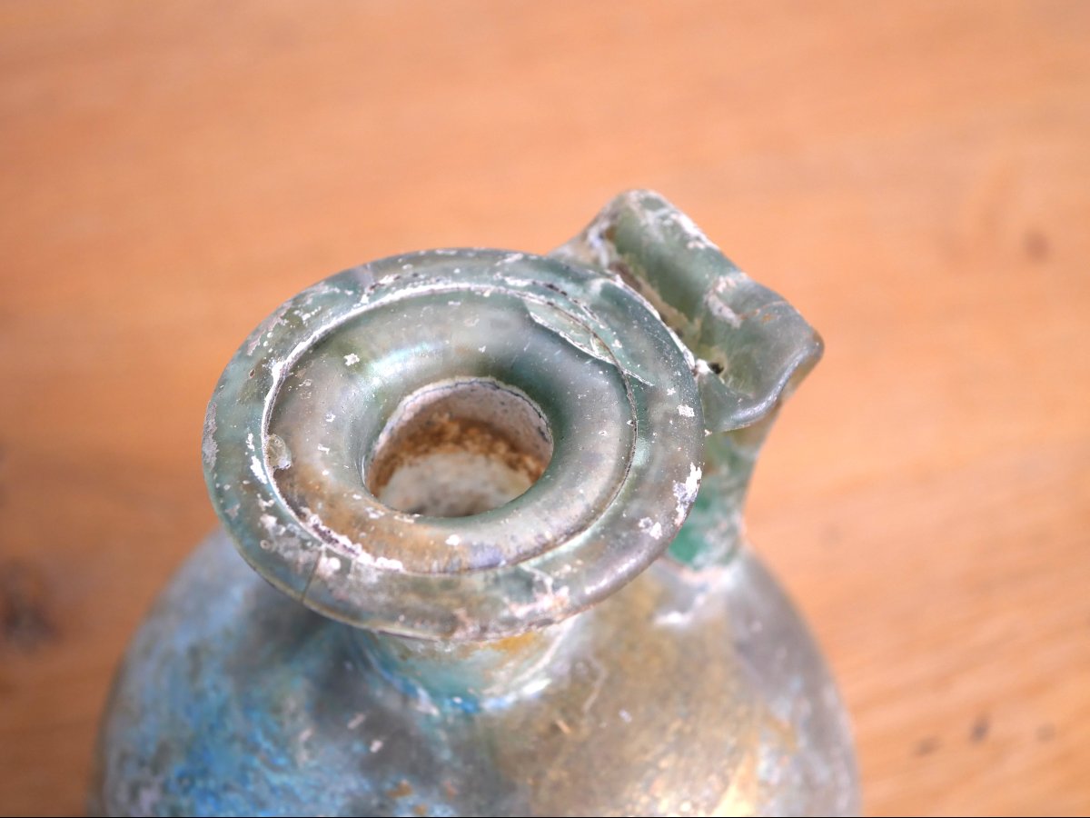 Blown Glass Bottle, Roman Period, 2nd-3rd Century - Archaeology - Perfect Condition-photo-1