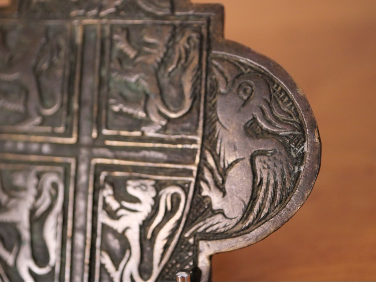 Pendant de harnais médiéval armorié – XIIIe / XIVe, provenance, haute époque, gothique-photo-4