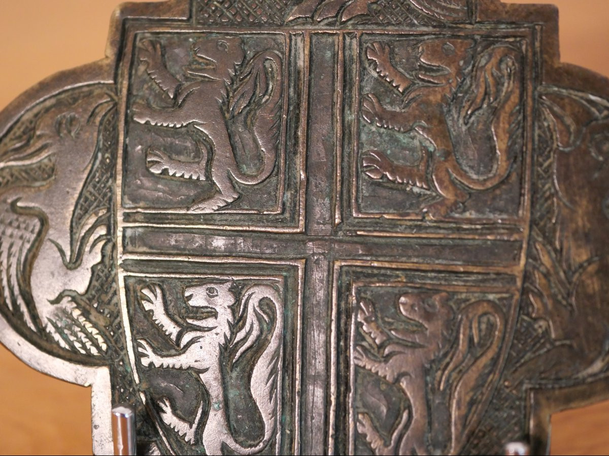 Pendant de harnais médiéval armorié – XIIIe / XIVe, provenance, haute époque, gothique-photo-3