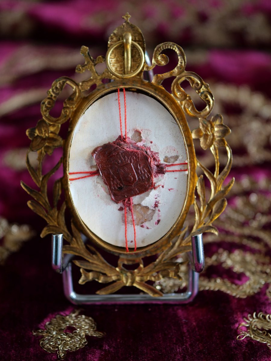 Reliquaire du Pape Pie IX – Souvenir historique authentifié, XIXe siècle-photo-2