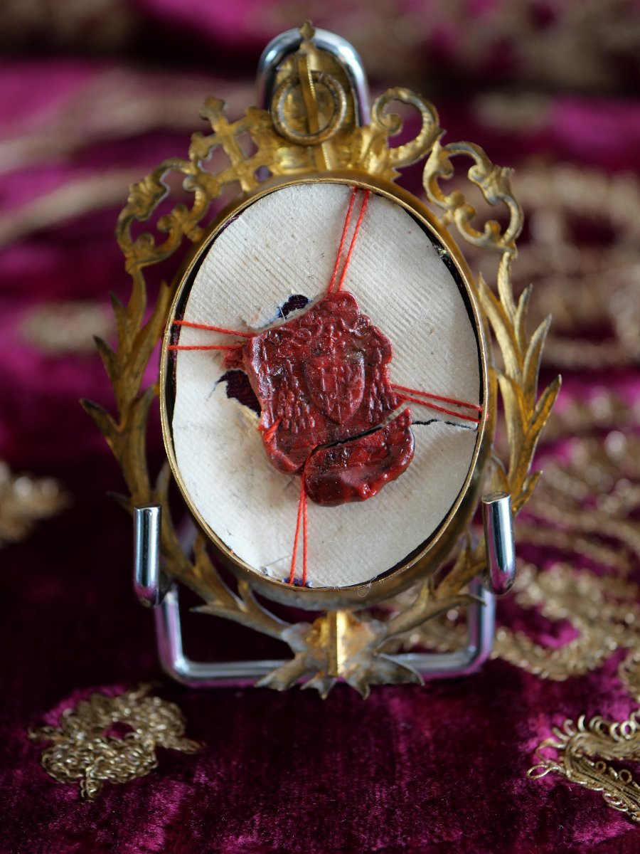 Relique du pape Clément II – Dent authentifiée en thèque scellée, XIXe siècle-photo-2