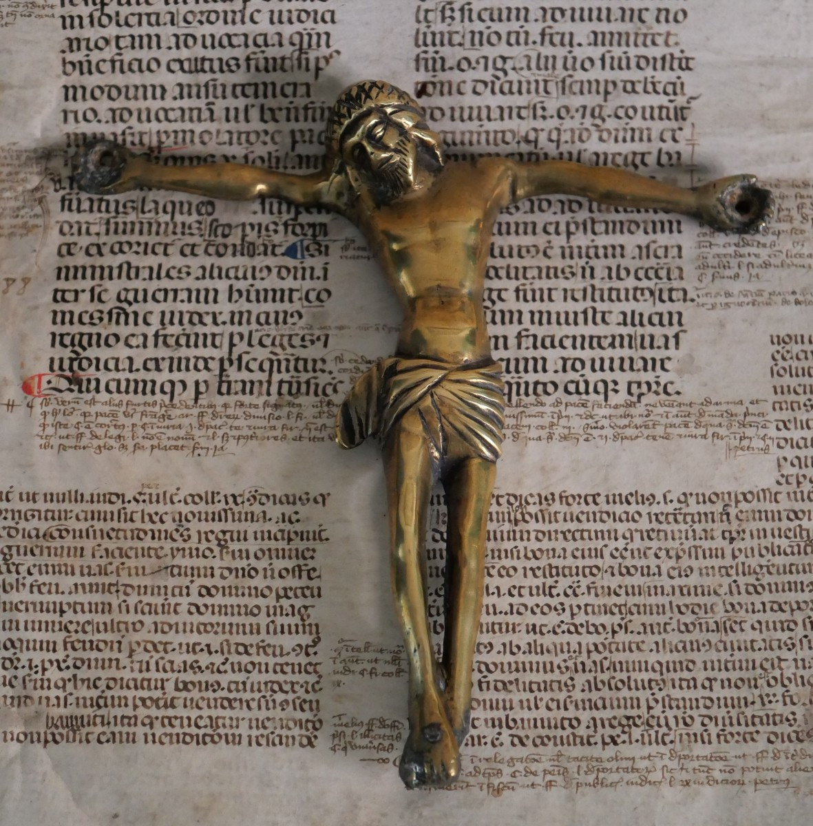 Christ en bronze germanique – fin XVe / début XVIe siècle – médiéval, gothique, Moyen Age