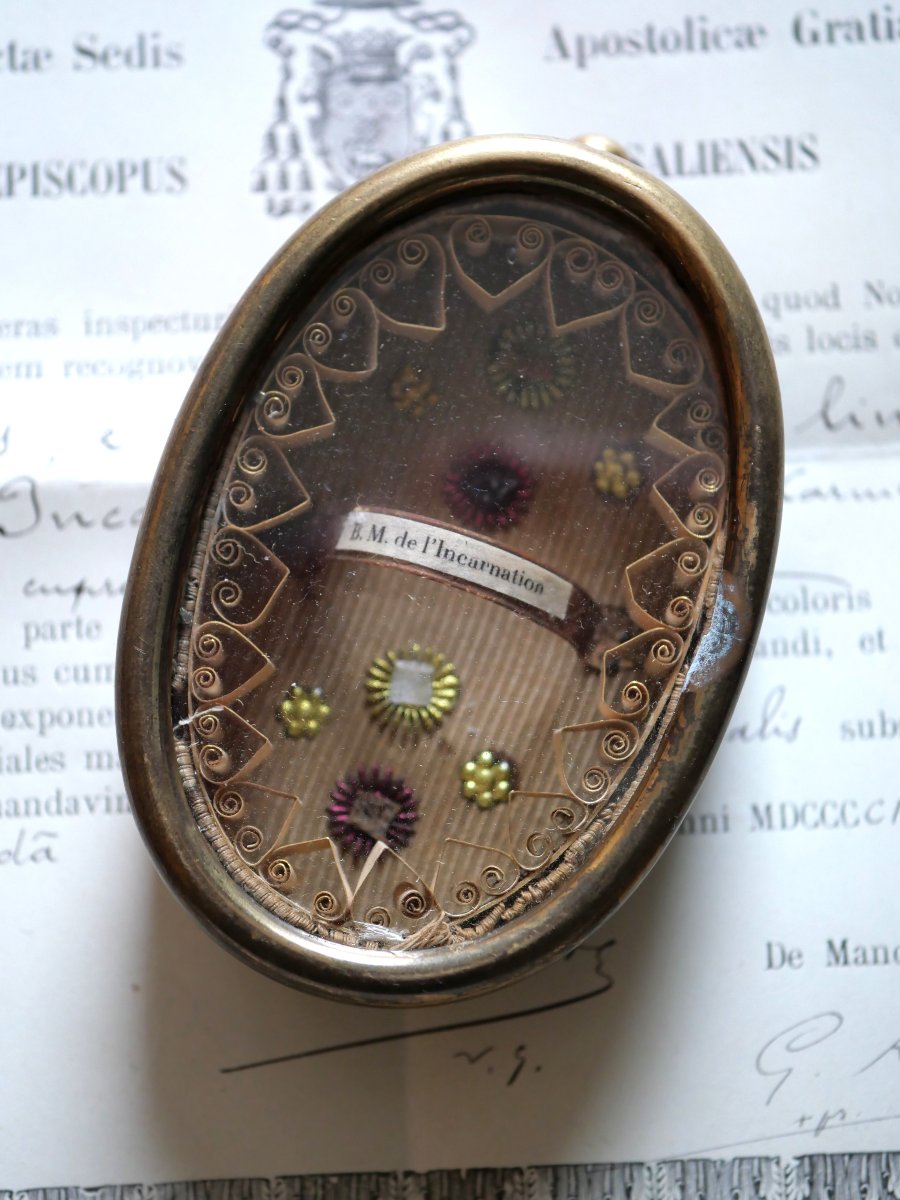 Reliquaire Marie de l’Incarnation (1566-1618) 4 reliques authentifiées 1901 Versailles Pontoise-photo-2