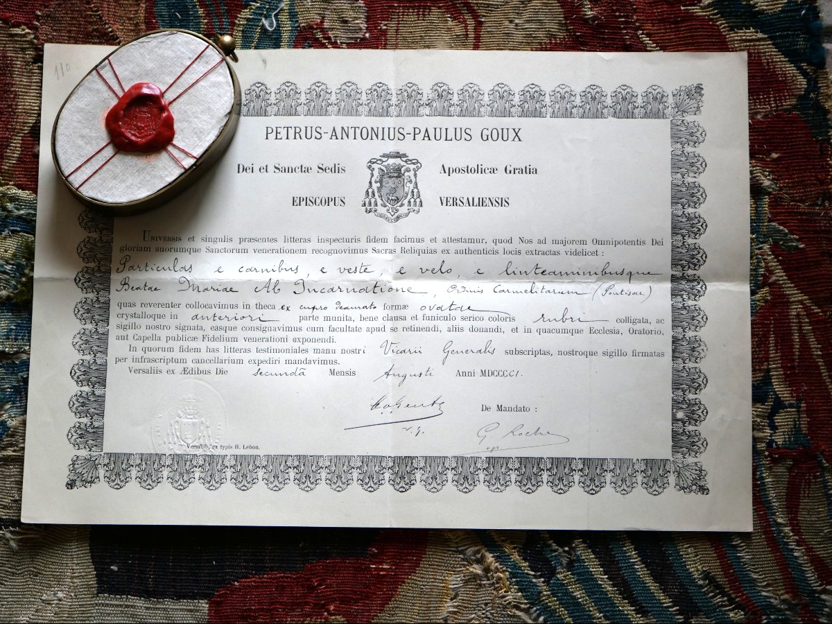 Reliquaire Marie de l’Incarnation (1566-1618) 4 reliques authentifiées 1901 Versailles Pontoise-photo-2