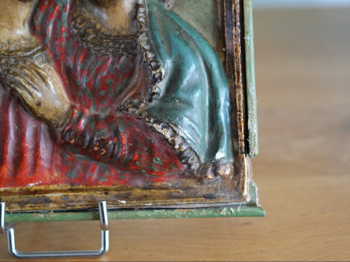 Vierge à l’Enfant en papier mâché polychrome – Italie, fin XVIIe / début XVIIIe siècle-photo-1