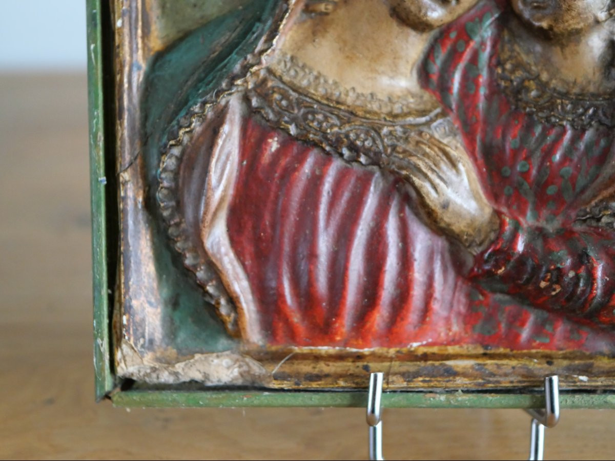 Vierge à l’Enfant en papier mâché polychrome – Italie, fin XVIIe / début XVIIIe siècle-photo-2