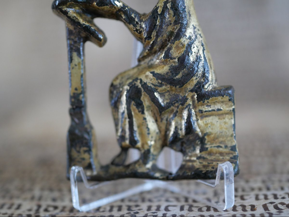 Medieval Ormolu Wall Lamp, Copyist Monk - 12th / 13th Century, Gothic, Middle Ages-photo-1