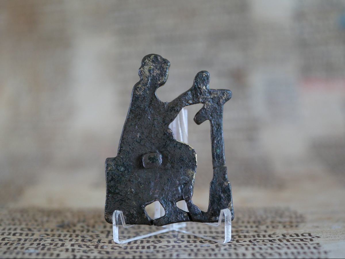 Medieval Ormolu Wall Lamp, Copyist Monk - 12th / 13th Century, Gothic, Middle Ages-photo-2