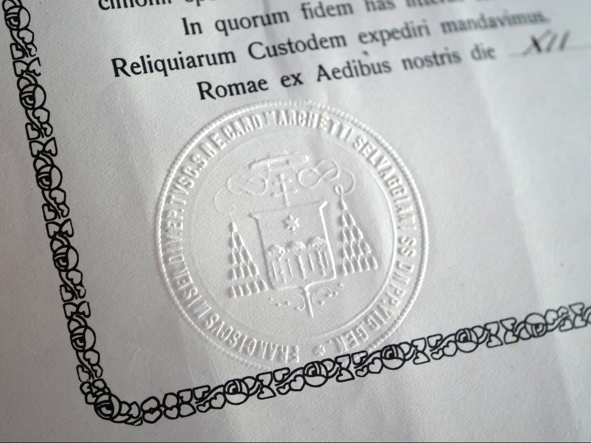 Reliquary Of Saint Francis Of Borgia (1510-1572) - With Certificate Of Authenticity From 1937-photo-1