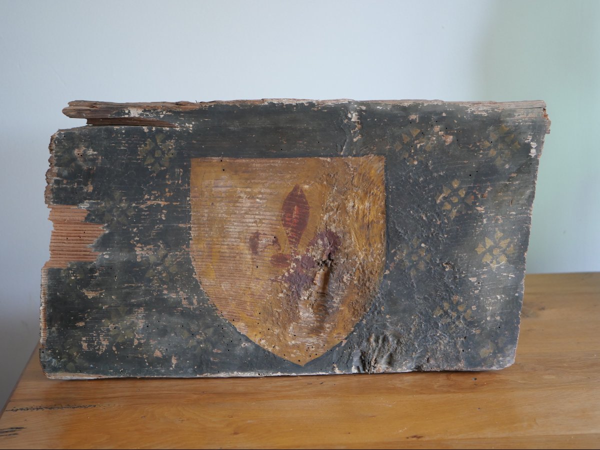 Medieval Closoir Painted With Fleur-de-lis Coat Of Arms - Southern France, 14th-15th Century