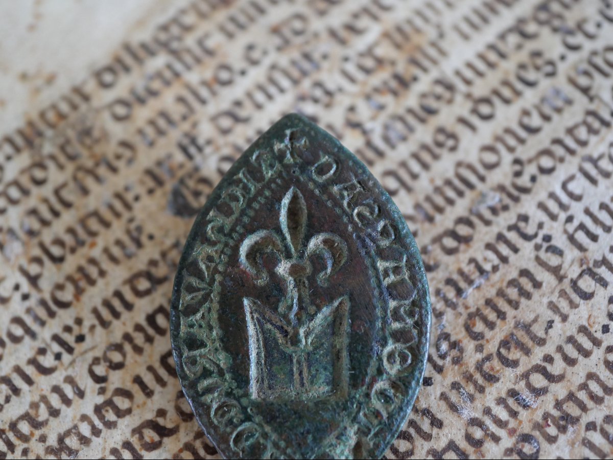 Medieval Bronze Seal Matrix - 14th Century - Provenance Adrien Prévost De Longpérier-photo-2