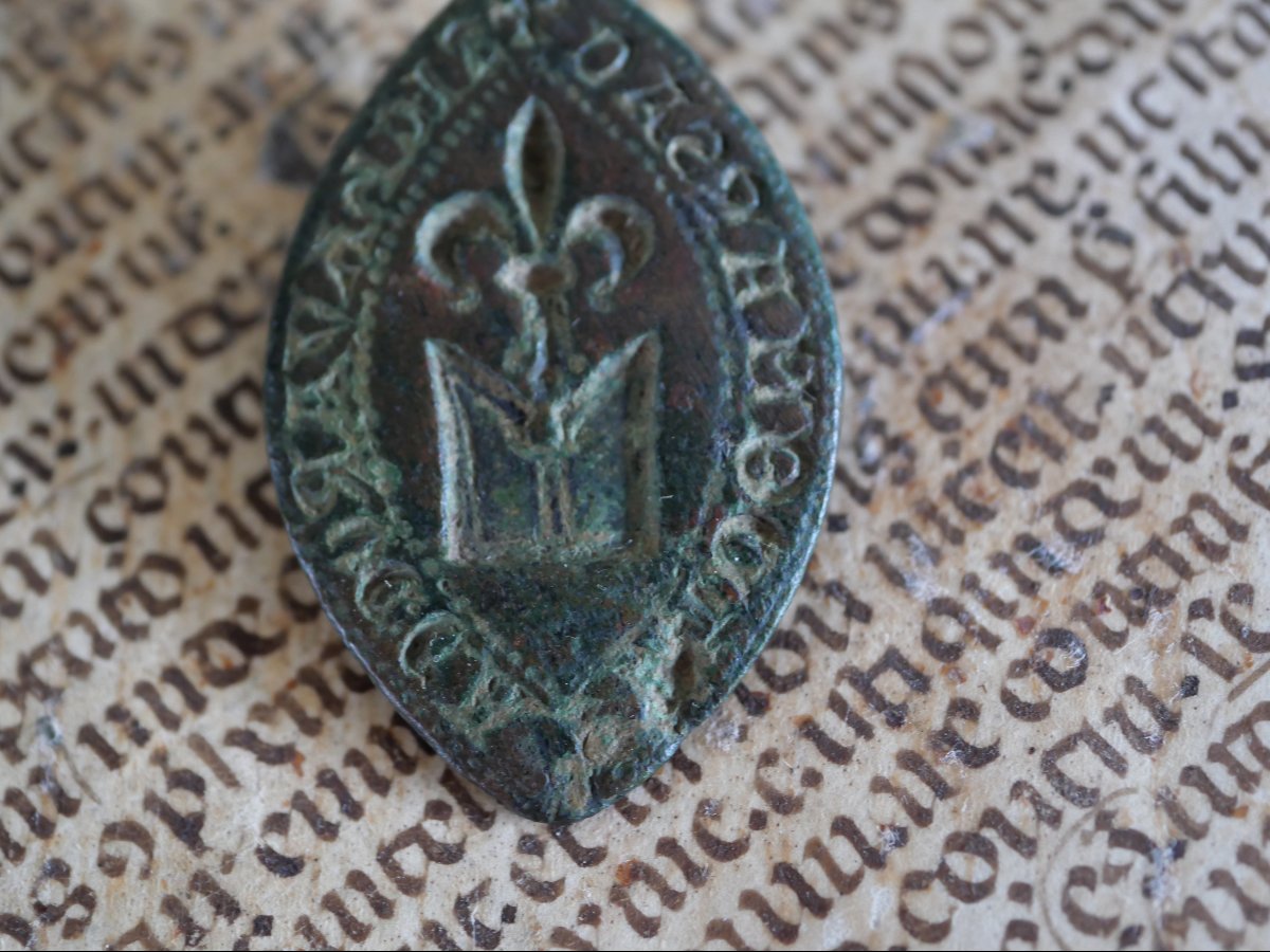 Medieval Bronze Seal Matrix - 14th Century - Provenance Adrien Prévost De Longpérier-photo-3