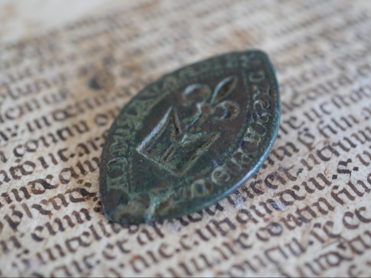 Medieval Bronze Seal Matrix - 14th Century - Provenance Adrien Prévost De Longpérier-photo-2
