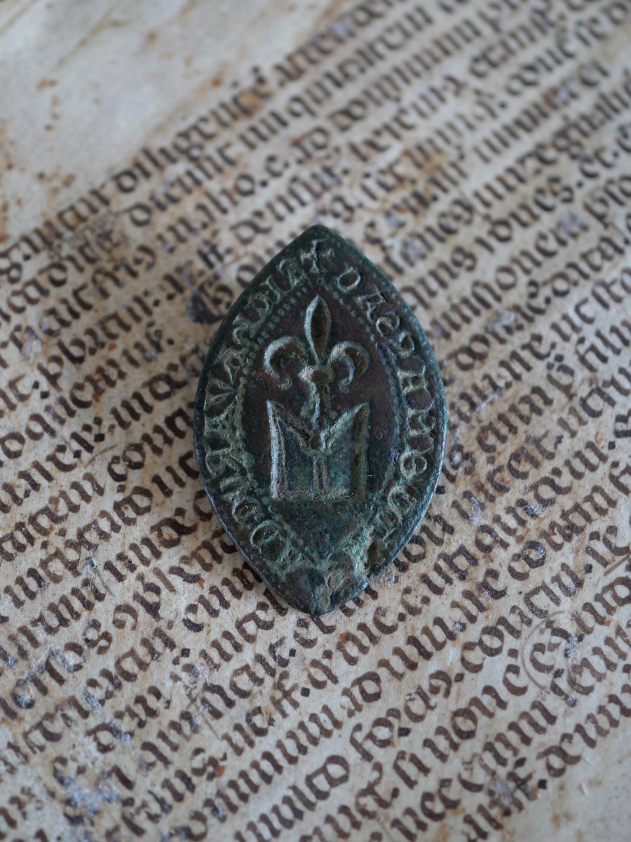 Medieval Bronze Seal Matrix - 14th Century - Provenance Adrien Prévost De Longpérier