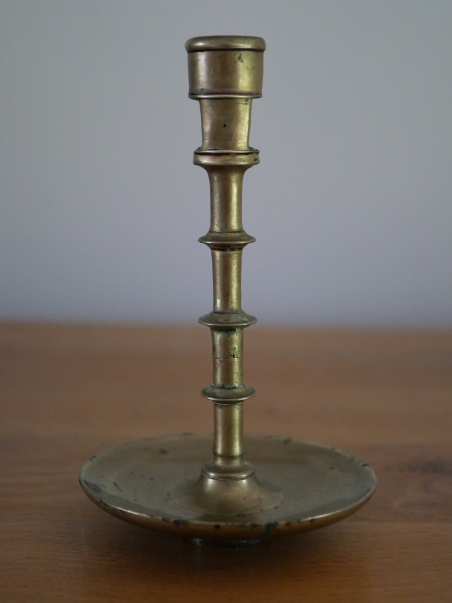 Bougeoir gothique flamand bronze – Fin du XVe siècle – Époque médiévale Moyen Age Haute époque-photo-4