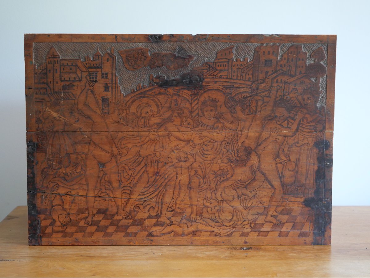 Venetian Renaissance Coffret Panel - The Massacre Of The Innocents After Raphael - 16th Century