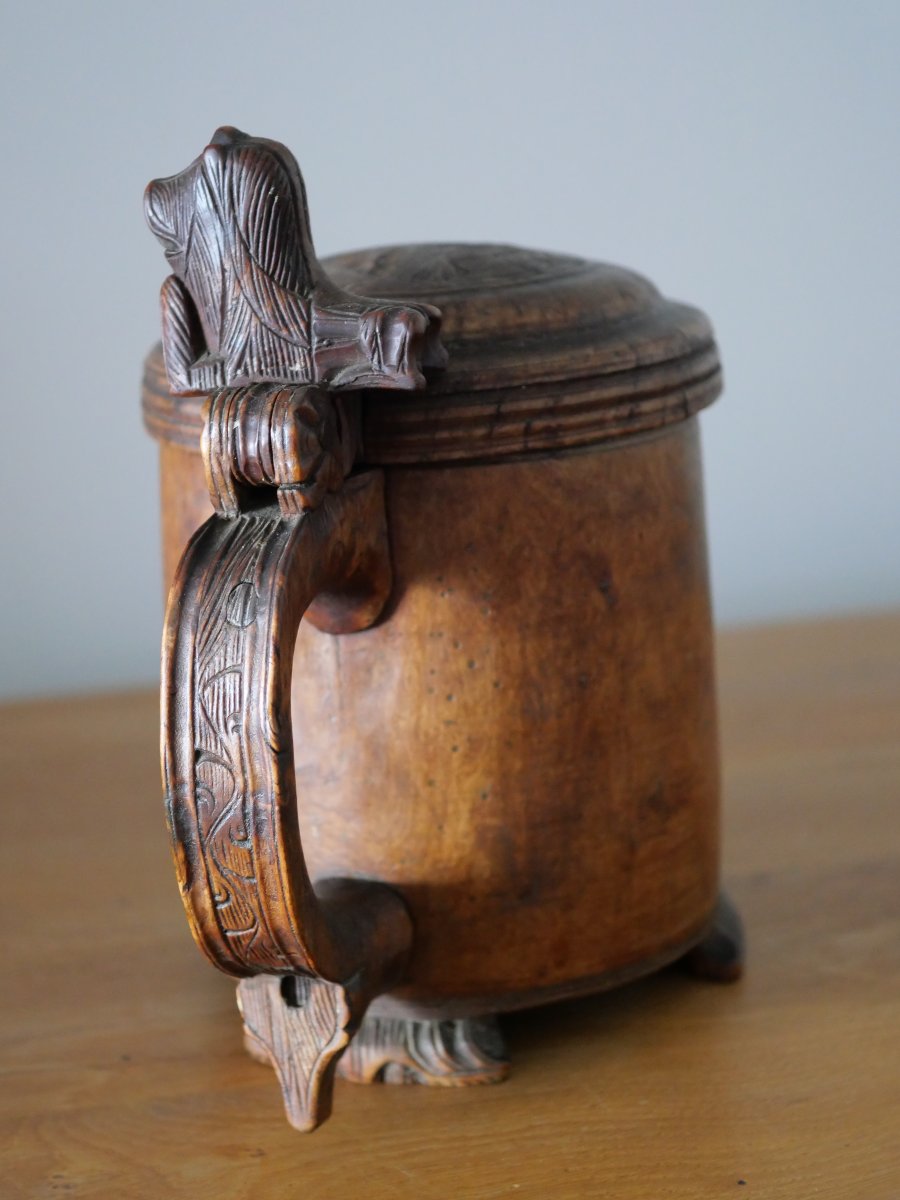 Norwegian "løvekanne" Mug ” Carved From A Birch Root – 18th Century-photo-4