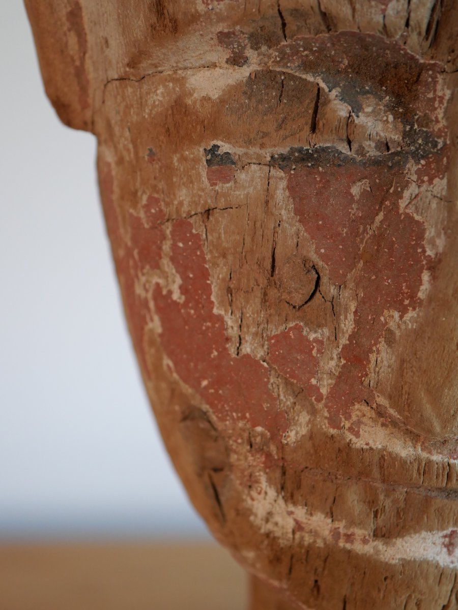 Polychrome Wooden Egyptian Sarcophagus Mask – Late Period (664–332 B.c.) Archaeology-photo-1