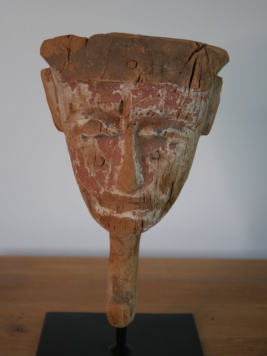 Polychrome Wooden Egyptian Sarcophagus Mask – Late Period (664–332 B.c.) Archaeology