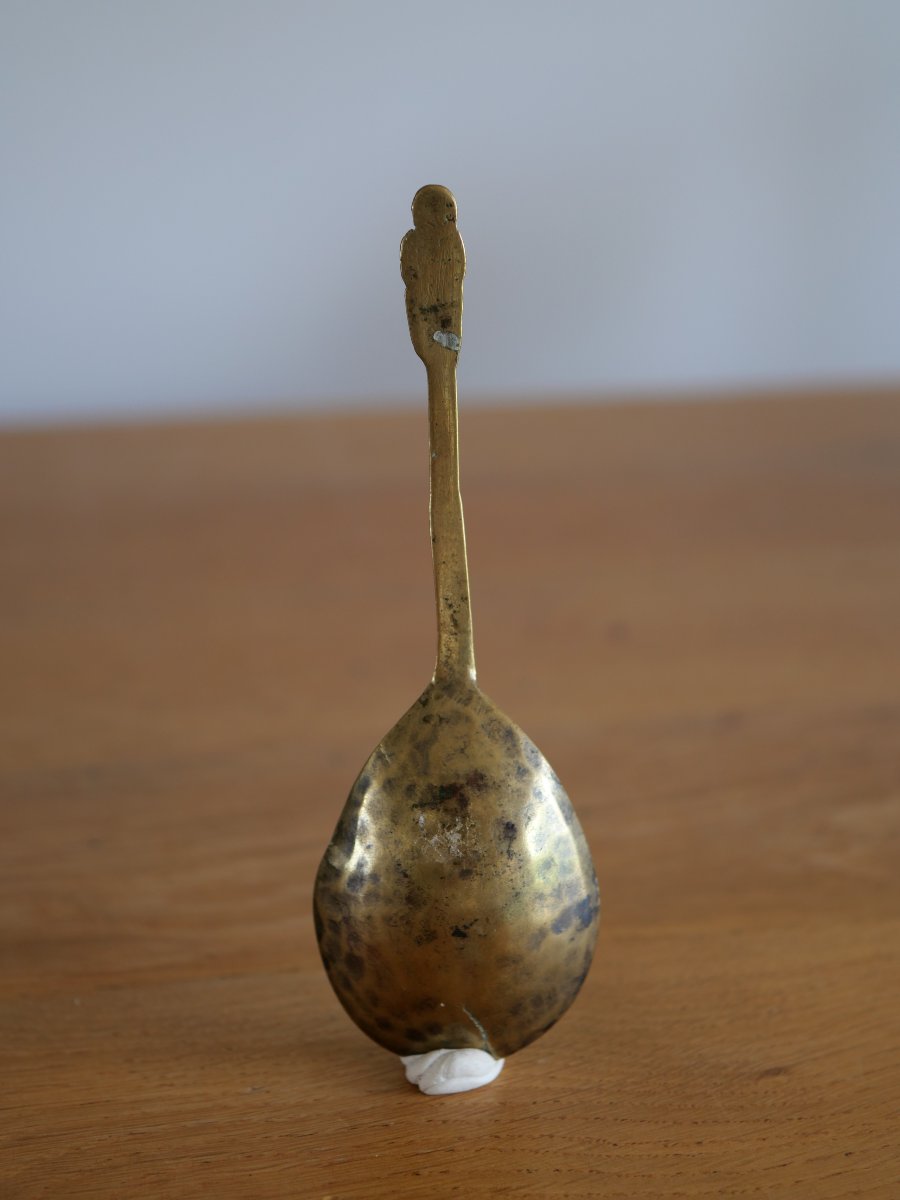 Medieval Bronze Spoon Known As An “apostle Spoon” – Flanders, Late 15th Century – Virgin And Child -photo-3