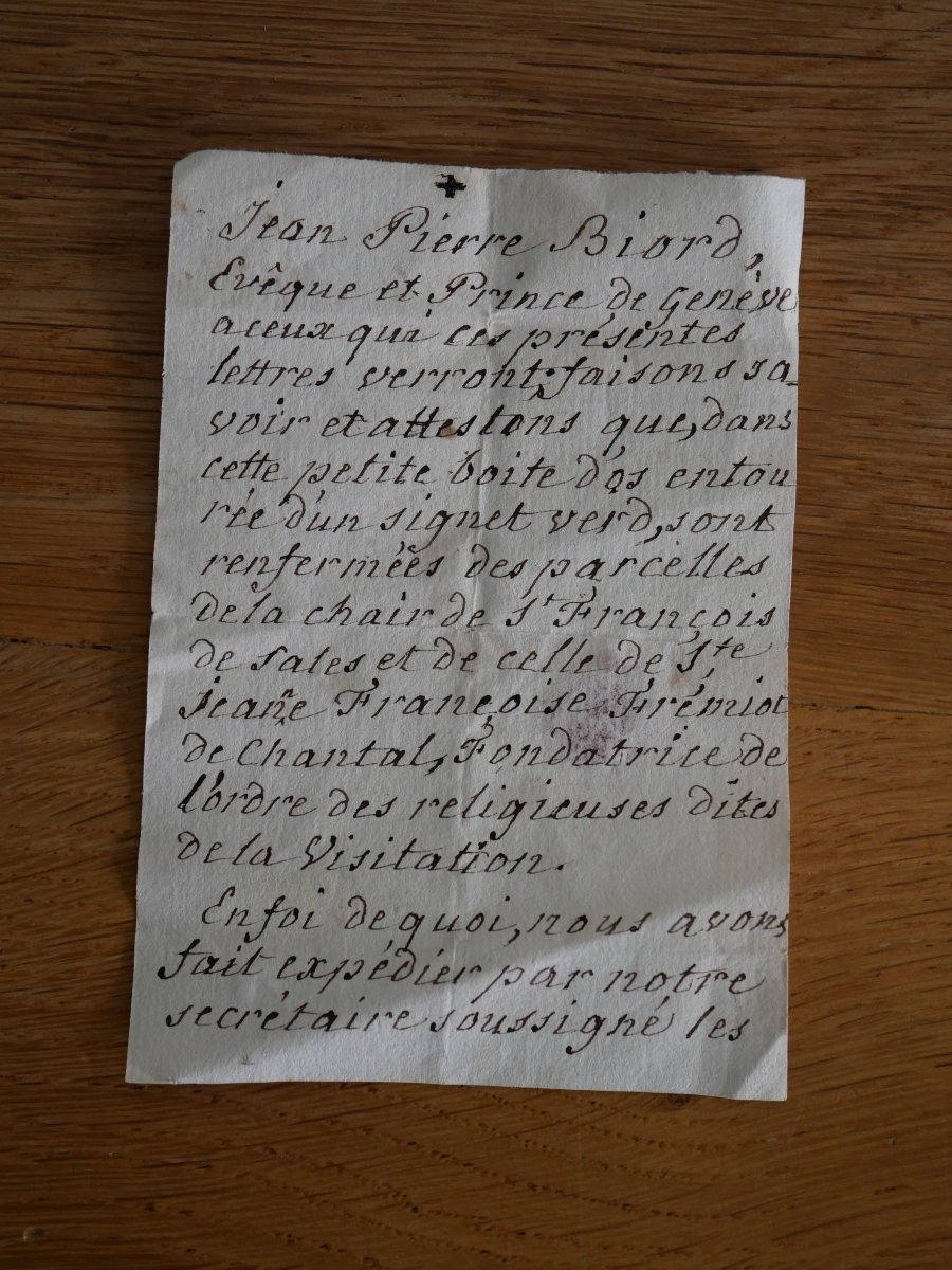 Reliquaire en os scellé 1776 - reliques Saint François de Sales et Sainte Jeanne de Chantal-photo-1
