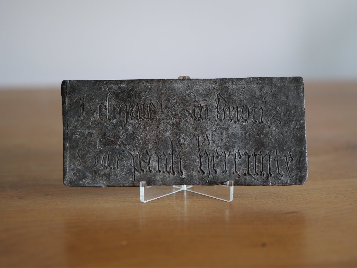 Medieval Lead Reliquary Plaque – 15th Century – Saint Beatrice & Saint Paul The Hermit-photo-2
