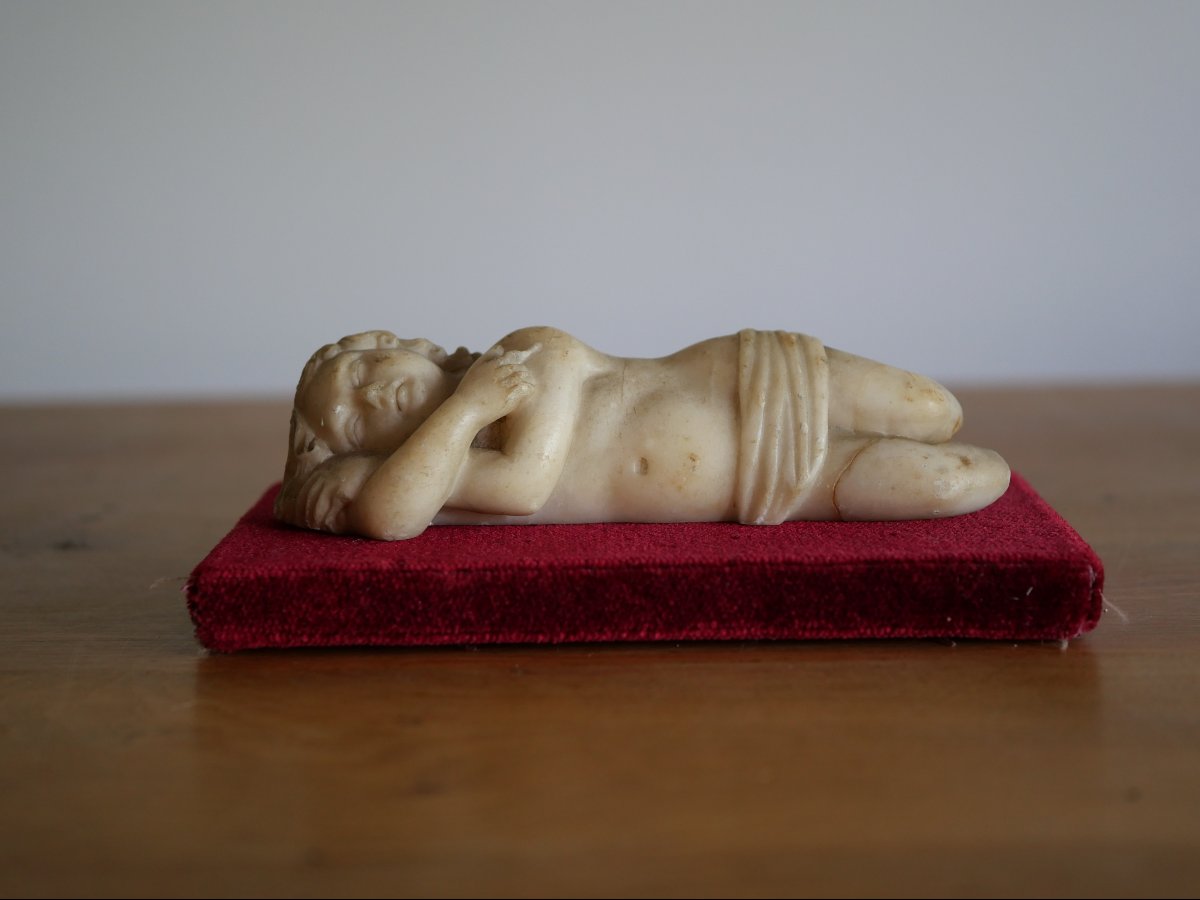 Sculpture en albâtre du Christ portant la Croix – Toscane, XVe siècle, Mediéval, Haute époque-photo-3
