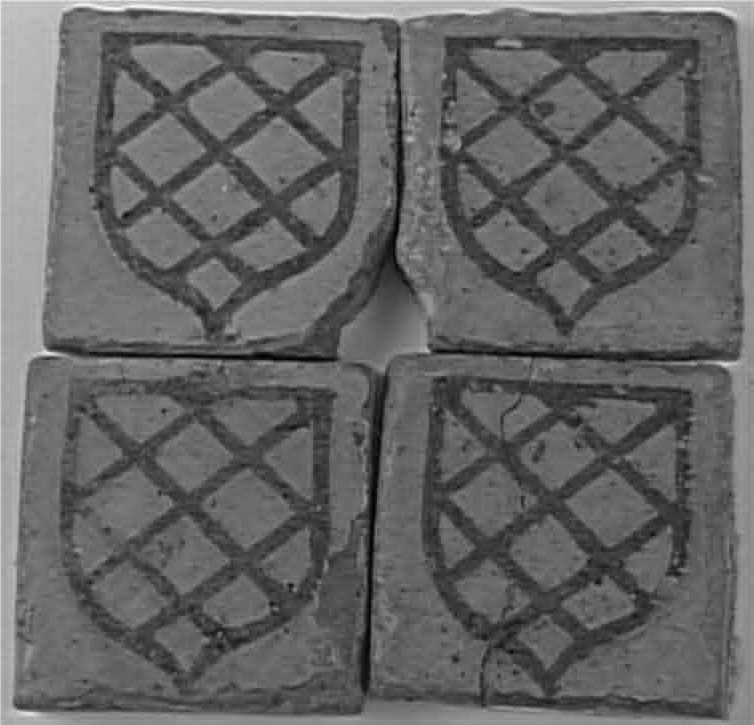 Carreau de pavement médiéval héraldique en terre cuite – XIIIe siècle – Provenance Aisne -photo-4