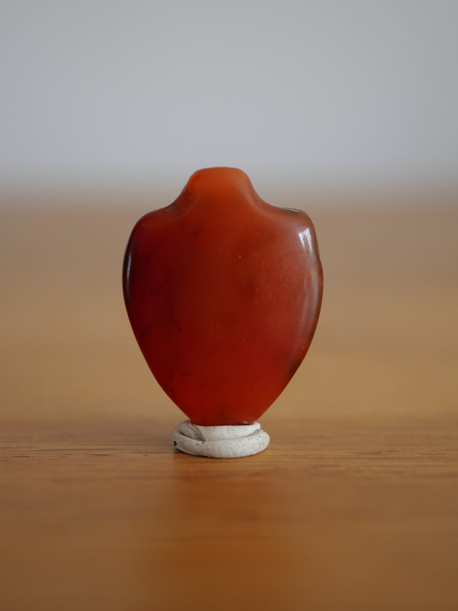 Egyptian Carnelian Amulet – Stylized Heart – New Kingdom Or 26th Dynasty, Egyptology -photo-2