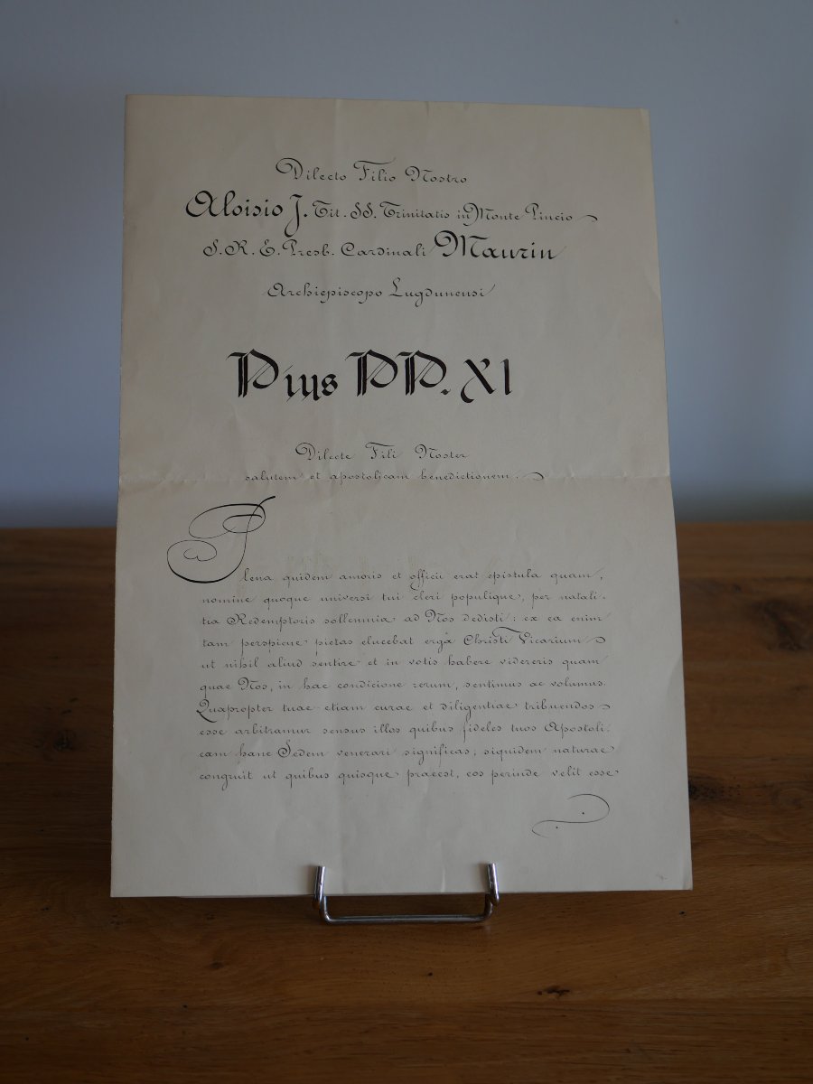 Lettre pontificale du pape Pie XI au cardinal Maurin, archevêque de Lyon – Vatican 1928-photo-2