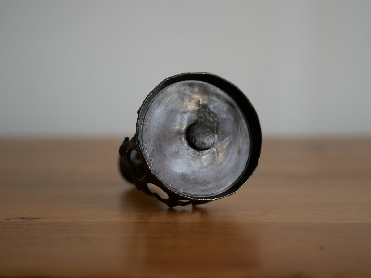 Miniature Gothic Bronze Candlestick – “ringkandelaar” Type – Flanders, 15th Century, Medieval-photo-1
