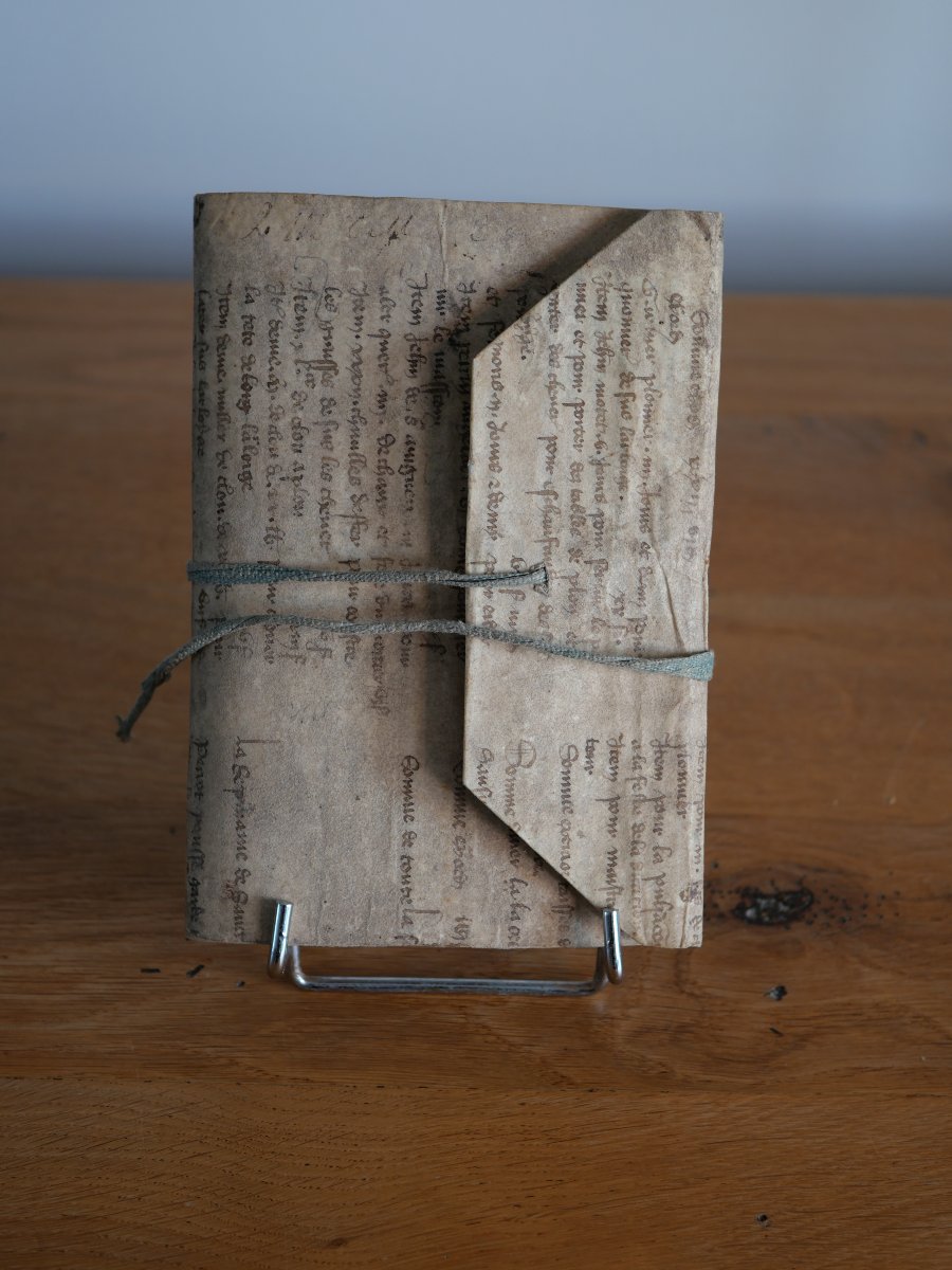Medieval Parchment Pouch – Fragment Of A 14th-century Construction Ledger – Manuscript