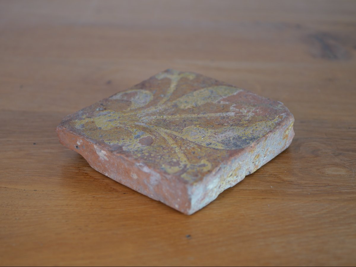 Medieval Terracotta Paving Tile – Fleur-de-lis – 13th/14th Century – Normandy -photo-3
