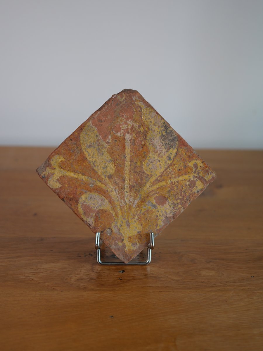 Medieval Terracotta Paving Tile – Fleur-de-lis – 13th/14th Century – Normandy 