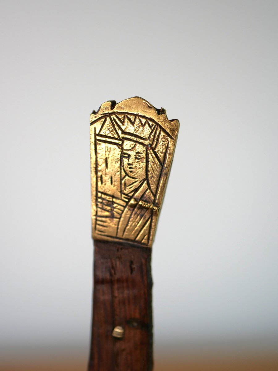 Couteau médiéval flamand en état d'origine – Sainte Barbe – XVe / XVIe siècle, Haute époque-photo-2