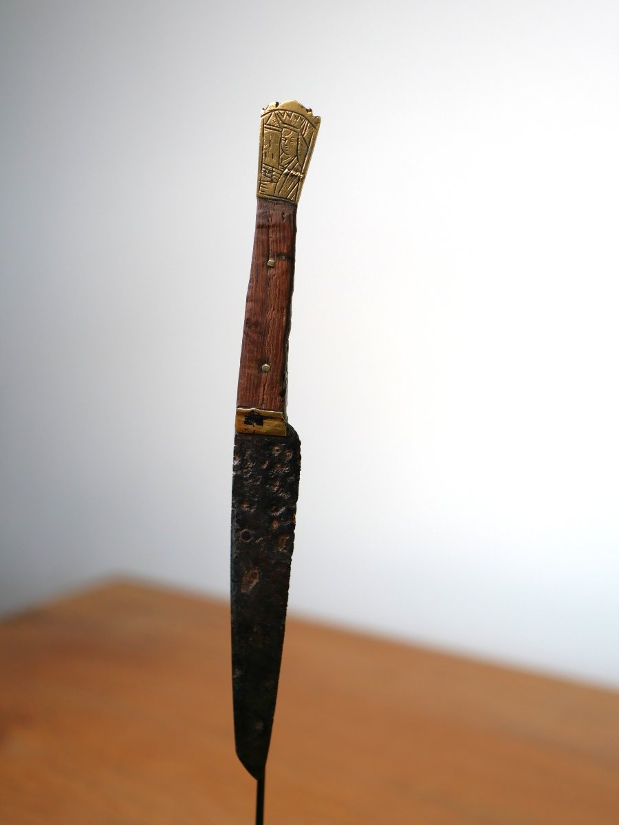 Couteau médiéval flamand en état d'origine – Sainte Barbe – XVe / XVIe siècle, Haute époque-photo-1