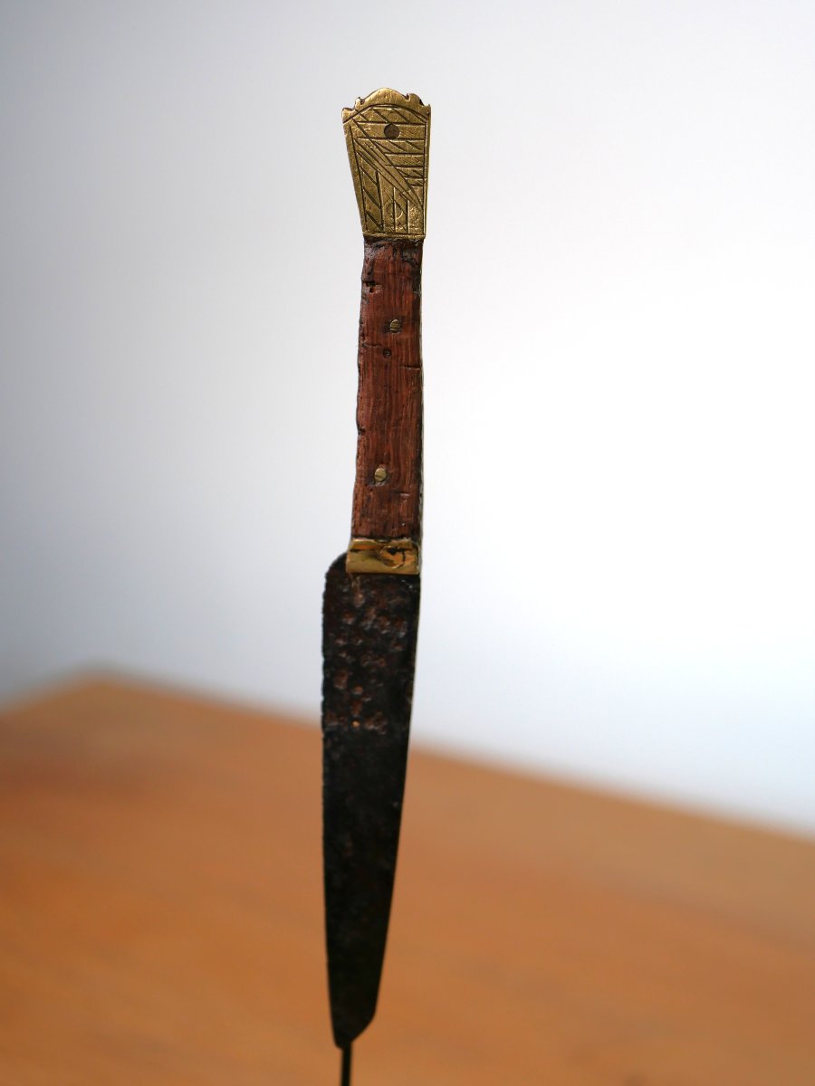 Couteau médiéval flamand en état d'origine – Sainte Barbe – XVe / XVIe siècle, Haute époque-photo-2