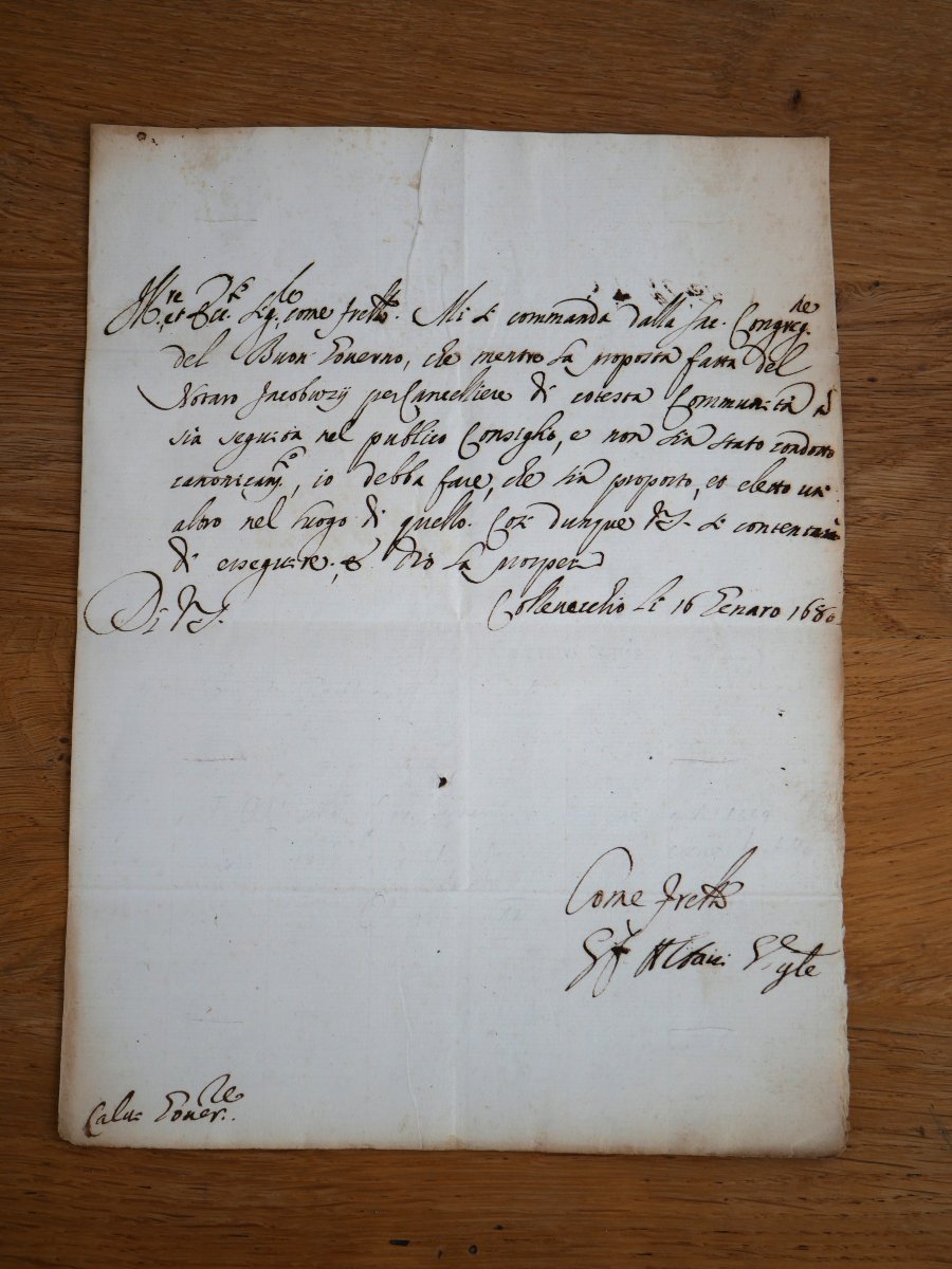 Letter From Gianfrancesco Albani, The Future Pope Clement XI – 1680, Vatican, Collevecchio, Autograph
