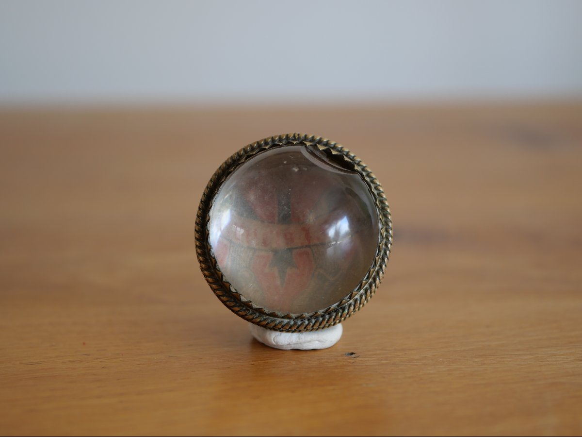 Reliquaire cabochon de la Vraie Croix du Christ – Diocèse de Bruges – Belgique, sceau éveque